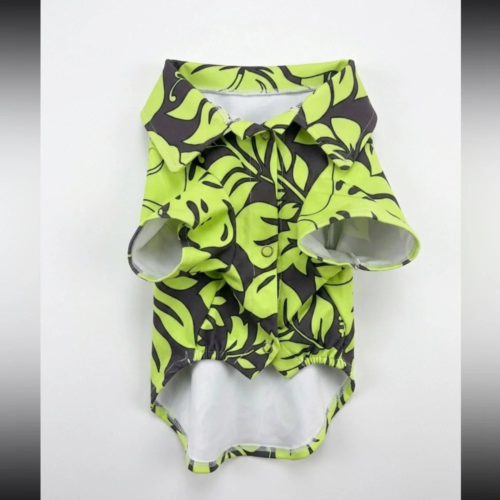Private Island Green and Black Tropical Dog Shirt size L